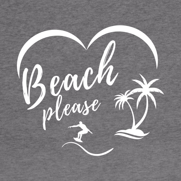 Beach Please t-shirt with an abstract heart logo by Artful Wear